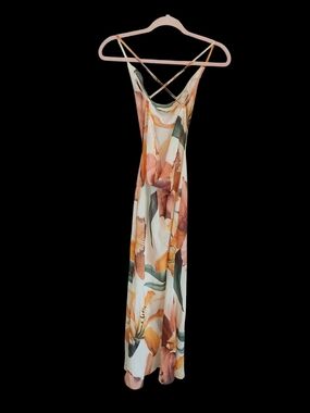 SHEIN Peach & Green Floral Slip Maxi Dress